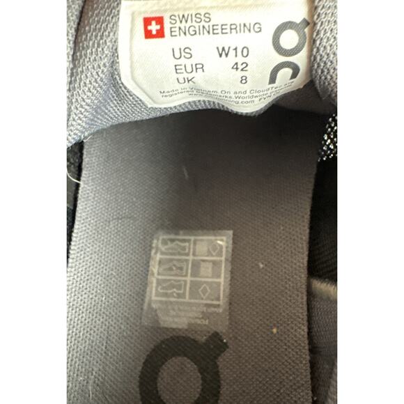 On Cloud Women's Size 10 M Running Shoes Black White Sneakers 19.0001 EUC - Picture 8 of 10